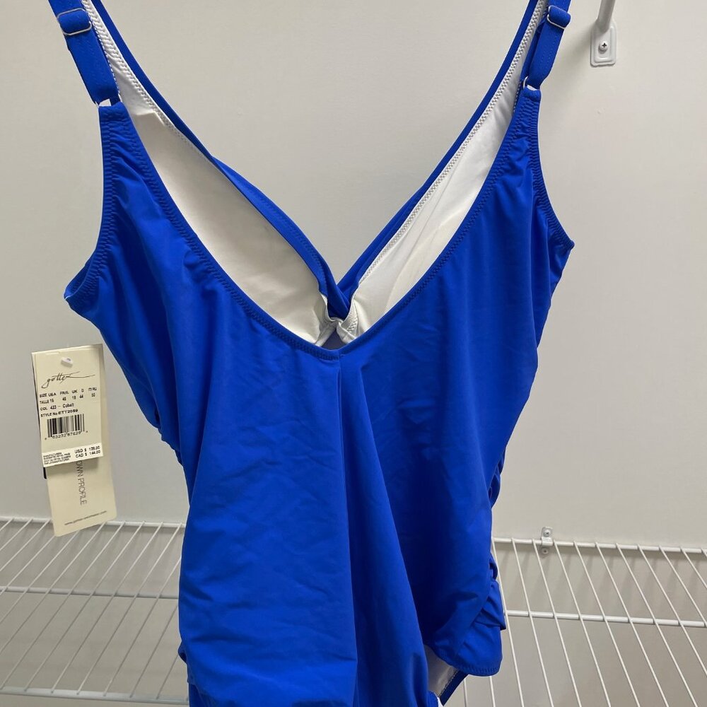Gottex Cobalt Blue One-Piece Swimsuit Size 16 NWT | Ruched Tummy Control - Picture 2 of 4